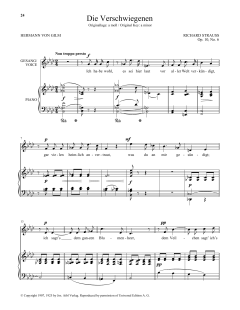 Die Verschwiegenen (Low Voice) von Richard Strauss (Download) 