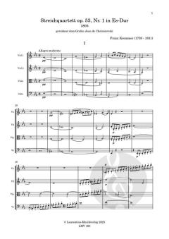 Streichquartett Es-Dur op. 53, Nr. 1 von Franz Vincenz Krommer 