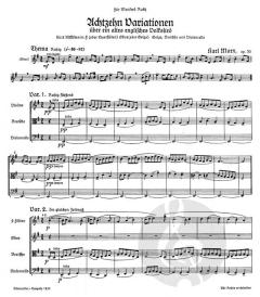 18 Variationen über ein englisches Volkslied (O the cuckoo is a pretty bird) für zwei Blockflöten in F (oder Querflöten), Oboe (oder Geige), Geige, Bratsche und Violoncello op. 30 von Karl Marx (Download) 