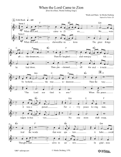 When The Lord Came To Zion (Download) 