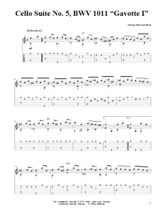Cello Suite No. 5, BWV 1011 "Gavotte I" von Johann Sebastian Bach (Download) 