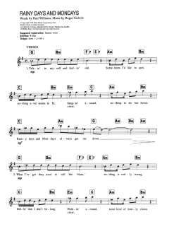 Rainy Days and Mondays von The Carpenters (Download) 