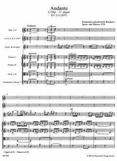 Andante in C für Flöte und Orchester von Wolfgang Amadeus Mozart 