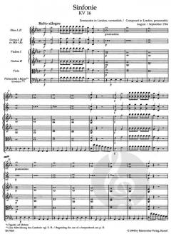 Sinfonie Nr. 1 in Es-Dur KV 16 von Wolfgang Amadeus Mozart 