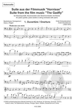 Suite aus der Filmmusik Hornisse von Dmitri Schostakowitsch für Klavierquintett, Klaviersextett oder Streichorchester mit Klavier im Alle Noten Shop kaufen
