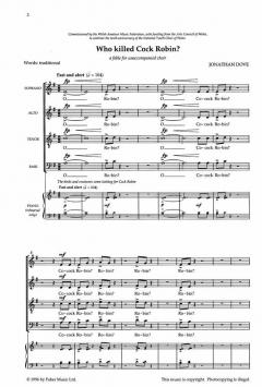 Who Killed Cock Robin? SATB Unaccompanied FNCW (Jonathan Dove) 