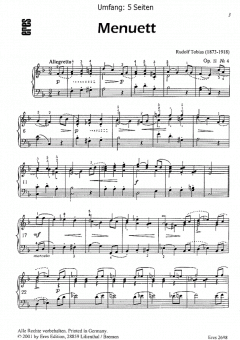 Menuett für Klavier (op.11, 4) von Rudolf Tobias im Alle Noten Shop kaufen