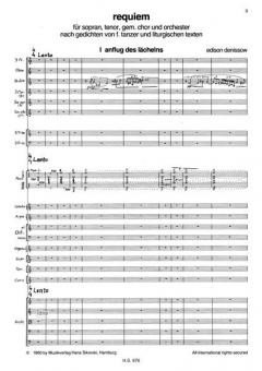 Requiem nach Gedichten von F. Tanzer und liturgischen Texten von Edison Wassiljewitsch Denisow für Sopran, Tenor, gemischten Chor und Orchester im Alle Noten Shop kaufen (Partitur)