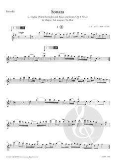 Sonate für Altblockflöte und Basso continuo op. 1 Nr. 3 in G-Dur (Jean Baptiste Loeillet 'de Gant) 