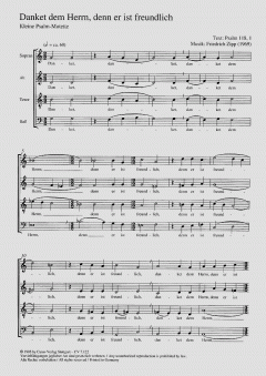 Danket dem Herrn, denn er ist freundlich von Friedrich Zipp (Download) 