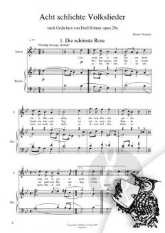 Acht schlichte Volkslieder, op. 29a für Sopran und Klavier von Werner Trenkner 
