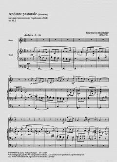 Andante pastorale und Rhapsodie von Joseph Gabriel Rheinberger für Oboe und Orgel im Alle Noten Shop kaufen