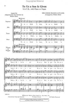 To Us A Son is Given (Melchior Franck) 