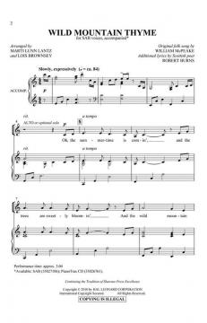 Wild Mountain Thyme von Robert Burns (Download) 