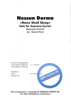 Nessun Dorma None Shall Sleep (Giacomo Puccini) 