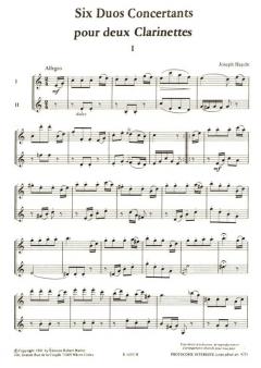 Six duos concertants pour deux clarinettes von Joseph Haydn 