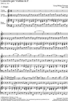 Concerto per Violino in F TWV 51:F3 von Georg Philipp Telemann im Alle Noten Shop kaufen (Partitur)