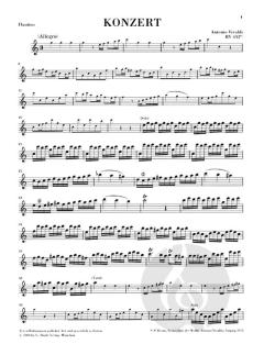 Konzert C-dur op. 44, 11 RV 443 von Antonio Vivaldi für Flautino (Blockflöte/Querflöte) und Orchester - Piccolo-/Altblockflöte und Klavier im Alle Noten Shop kaufen