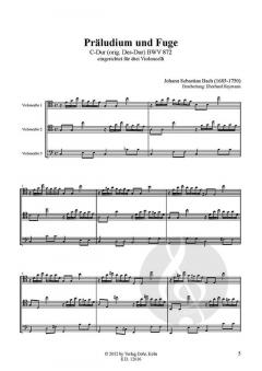 Präludium und Fuge C-Dur BWV 872 von Johann Sebastian Bach für Violoncello-Trio (original Des-Dur) im Alle Noten Shop kaufen