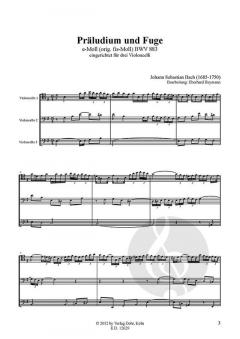 Präludium und Fuge e-Moll BWV 883 von Johann Sebastian Bach für Violoncello-Trio (original fis-Moll) im Alle Noten Shop kaufen