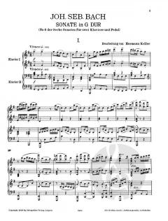 Orgelsonate Nr. 6 G-Dur BWV 530 von Johann Sebastian Bach für 2 Klaviere im Alle Noten Shop kaufen (Partitur)