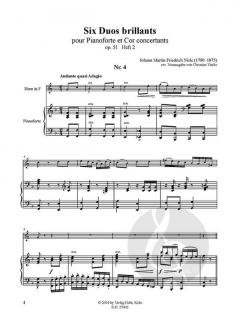 Six Duos brillants op. 51, Heft 2: Nr. 4-6 von Johann Friedrich Nisle für Horn und Klavier
