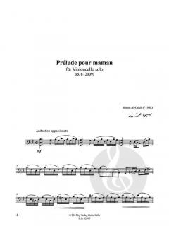 Prélude pour maman op. 6 von Simon Al-Odeh für Violoncello solo (2009) im Alle Noten Shop kaufen