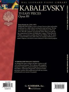 35 Easy Pieces, Op. 89 For Piano von Dmitrij B. Kabalevski 