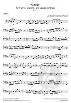 Konzert in E-Dur BWV 1042 von Johann Sebastian Bach für Violine, Streicher und Bc im Alle Noten Shop kaufen (Einzelstimme) - OB5355-VC