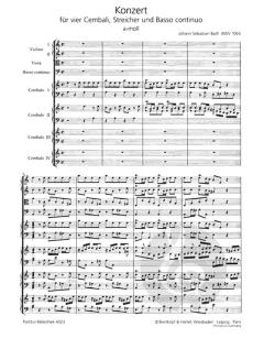 Konzert in a-moll BWV 1065 von Johann Sebastian Bach für vier Cembali und Streichorchester im Alle Noten Shop kaufen (Partitur)