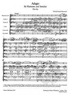 Adagio in Des-Dur von Richard Wagner für Klarinette und Orchester im Alle Noten Shop kaufen (Partitur)