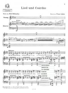 Lied und Csárdás von Franz Lehár 