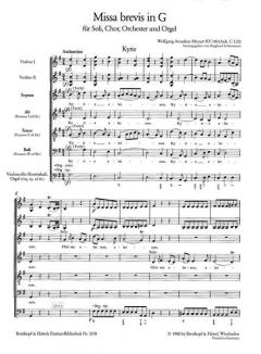 Missa brevis in G-Dur KV 140 von Wolfgang Amadeus Mozart für Soli (SATB), gem. Chor und Orchester im Alle Noten Shop kaufen (Partitur)