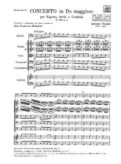 Concerto C Major Bassoon Strings Continuo Score Rv473 Fviii#9 T118 (Antonio Vivaldi) 