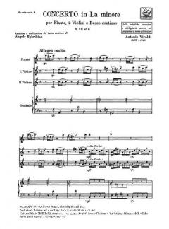 Concerto In A Minor Flute 2 Violins Continuo Score Rv108 Fxii#11 T44 (Antonio Vivaldi) 