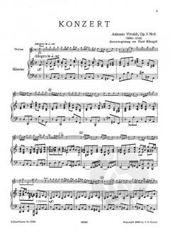 Konzert a-Moll op. 3 Nr. 6 RV 356 von Antonio Vivaldi für Violine, Streicher und Basso continuo (aus L'estro armonico) im Alle Noten Shop kaufen