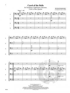 Carol of the Bells for Trombone, Euphonium, Bassoon, Cello or Bass Quartet 