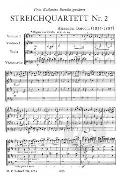 Streichquartett Nr. 2 D-Dur von Alexander Borodin für 2 Violinen, Viola und Violoncello im Alle Noten Shop kaufen