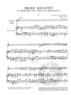 12 Sonaten op. 1 Heft 1 (Jean Baptiste Loeillet 'de Gant) 