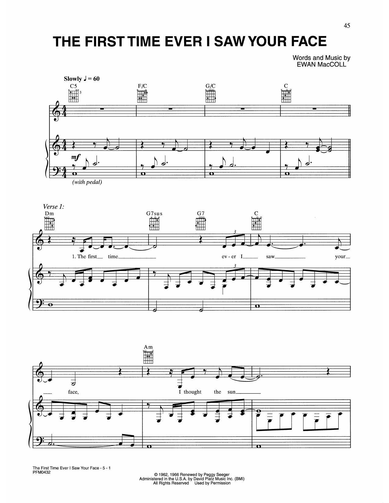 The First Time Ever I Saw Your Face di Celine Dion (Download) » Songbooks