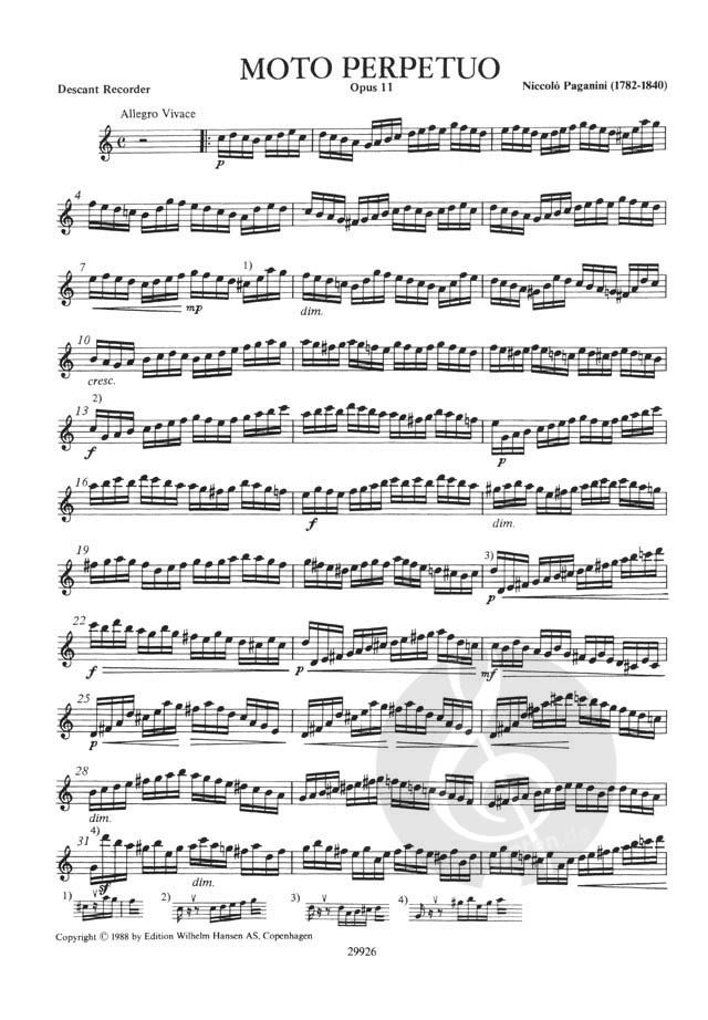 Moto Perpetuo (Niccolò Paganini) » Spartiti per flauto dolce